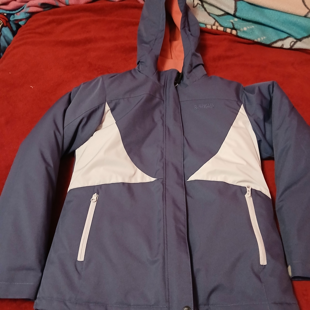 Magellan Outdoors Coral and Gray Hooded Jacket